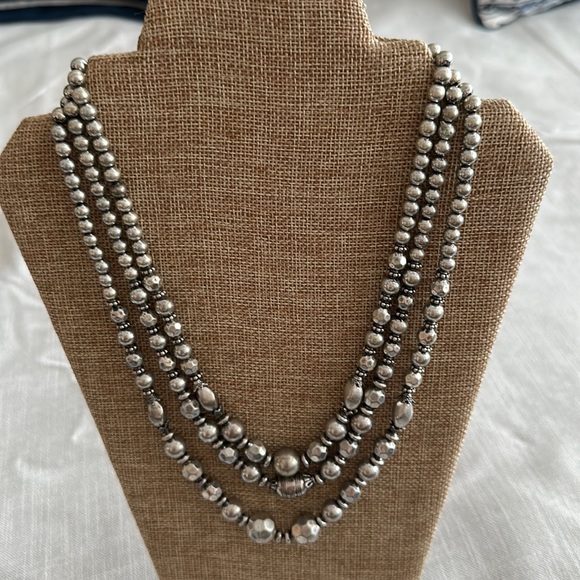 Silvertone multi strand necklace with extension - Picture 1 of 11